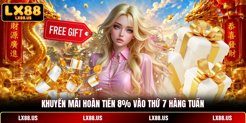 Khuyến mãi hoàn tiền 8% vào thứ 7 hàng tuần