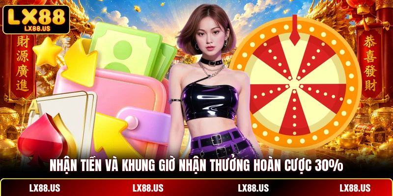 Nhận tiền và khung giờ nhận thưởng hoàn cược 30%